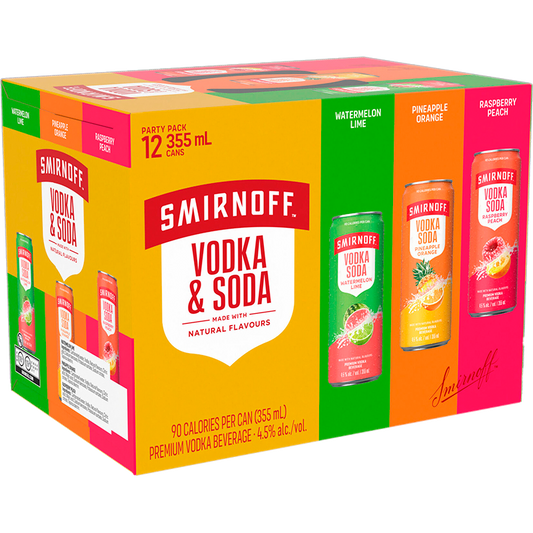 SMIRNOFF VODKA & SODA PARTY PACK 12 CANS